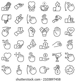 Allhandgestures Flat Icon Set Isolated On White Background