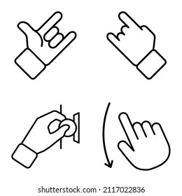 Allhandgestures Flat Icon Set Isolated On White Background