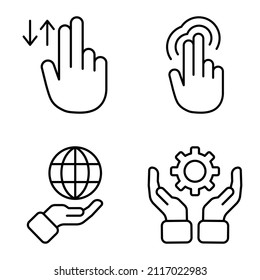 Allhandgestures Flat Icon Set Isolated On White Background