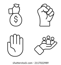 Allhandgestus Icono plano Conjunto Aislado En Fondo Blanco