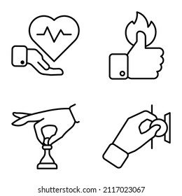 Allhandgestures Flat Icon Set Isolated On White Background