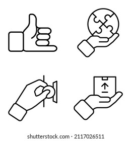 Allhandgestures Flat Icon Set Isolated On White Background
