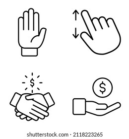 Allhandgestus Icono plano Conjunto Aislado En Fondo Blanco