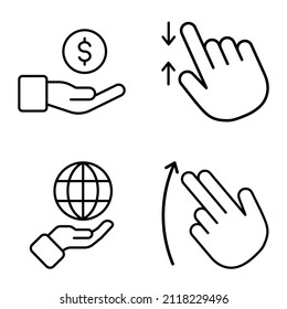 Allhandgestures Flat Icon Set Isolated On White Background