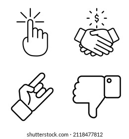 Allhandgestures Flat Icon Set Isolated On White Background