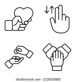 Allhandgestures Flat Icon Set Isolated On White Background