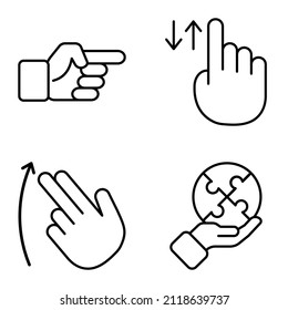 Allhandgestures Flat Icon Set Isolated On White Background
