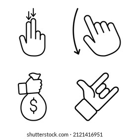 Allhandgestures Flat Icon Set Isolated On White Background