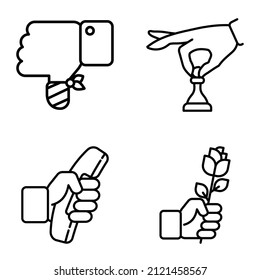 Allhandgestures Flat Icon Set Isolated On White Background