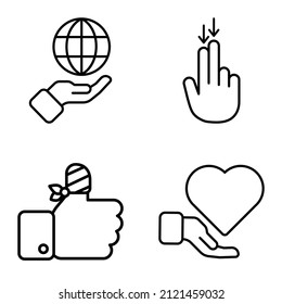 Allhandgestures Flat Icon Set Isolated On White Background