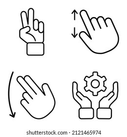 Allhandgestures Flat Icon Set Isolated On White Background