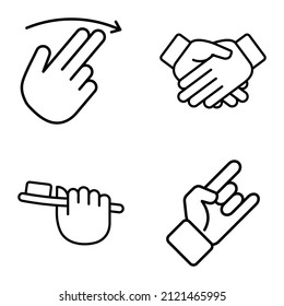 Allhandgestures Flat Icon Set Isolated On White Background