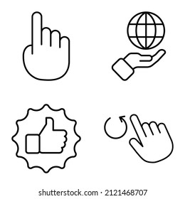 Allhandgestus Icono plano Conjunto Aislado En Fondo Blanco