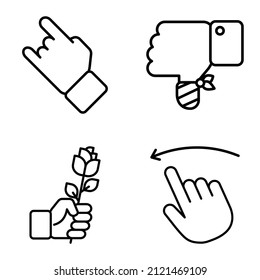 Allhandgestures Flat Icon Set Isolated On White Background