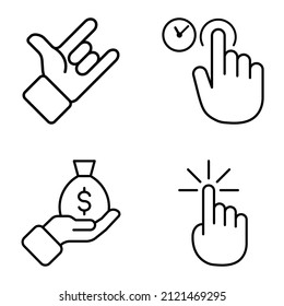 Allhandgestures Flat Icon Set Isolated On White Background