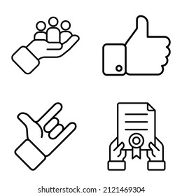 Allhandgestures Flat Icon Set Isolated On White Background