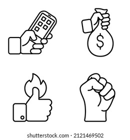 Allhandgestus Icono plano Conjunto Aislado En Fondo Blanco