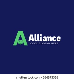 Alliance Abstract Vector Logo Template, Symbol Or Icon On Blue Background