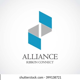 Alliance ribbon of connecting line abstract vector and logo design or template united business icon of company identity symbol concept