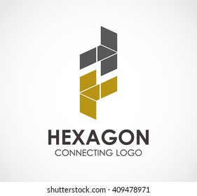 Alliance teamwork of geometric stripe abstract vector and logo design or template polygon business icon of company identity symbol concept