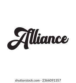 alliance text on white background.