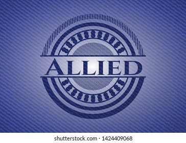 Allied badge with jean texture. Vector Illustration. Detailed.