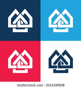 Alliedhomes Logo blue and red four color minimal icon set