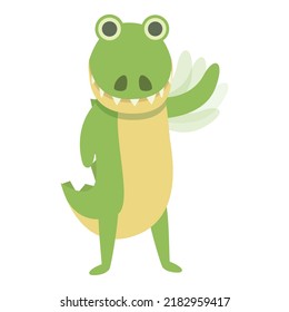 Alligator angel icon cartoon vector. Baby reptile. Tail funny
