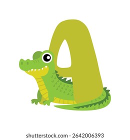 Alligator Animal Alphabet Flat Design Vector Illustration