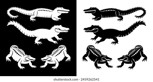 Conjunto de silueta de Vector animal caimán