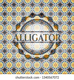 Alligator arabesque emblem background. arabic decoration.