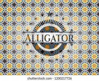 Alligator arabesque style emblem. arabic decoration.