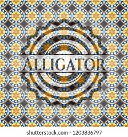 Alligator arabic emblem background. Arabesque decoration.