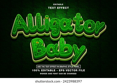 Alligator Baby Editable Text Effect template design with 3d style use for business brand and logo