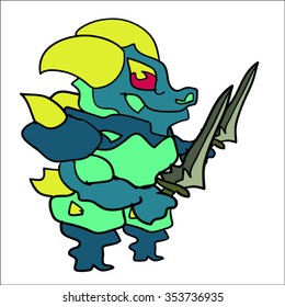 Alligator Bad Guy Standing With Axe Cartoon Vector