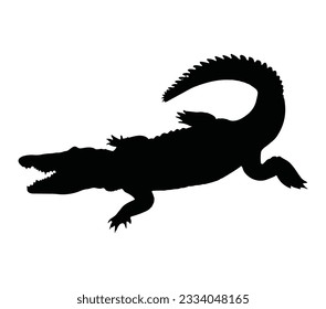 Alligator Black Silhouette Vector Desain