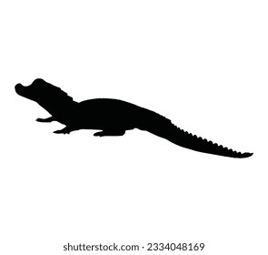 Alligator Black Silhouette Vector Desain