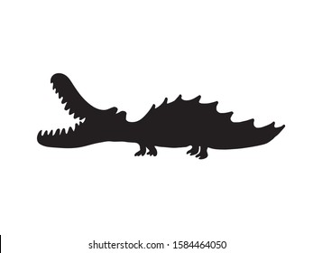 Alligator black silhouette. Vector icon of a crocodile.  