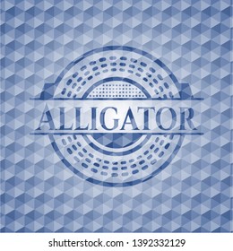Alligator blue badge with geometric pattern background. Vector Illustration. Detailed.