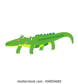 An alligator cartoon character isolated on white background.