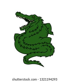Alligator cartoon mascot character. Fat gator icon