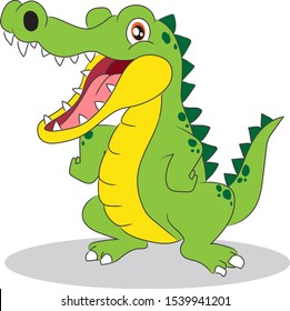 Alligator Character Opening Mouse and Standing with Arms Akimbo - Isolated Background