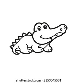 Alligator. Coloring Pages. Black And White Picture.