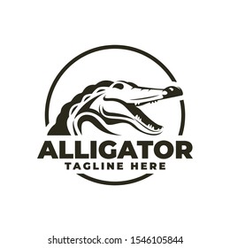 Alligator Crocodile Emblem Logo Vector Icon Illustration