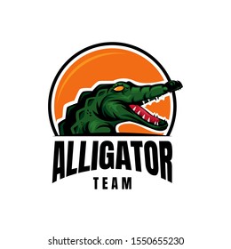 Alligator Crocodile Emblem Logo Vector Icon Illustration