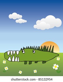 Alligator or crocodile illustration