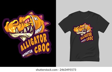 alligator crocodile mascot logo vector design for screen printing on t-shirts