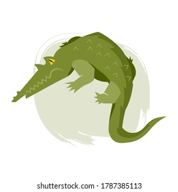Alligator or crocodile on light background Hand drawn vector eps 10 illustration with brush decorative element
