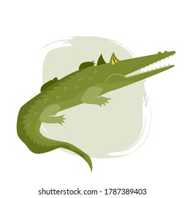 Alligator or crocodile on light background Hand drawn vector eps 10 illustration with brush decorative element