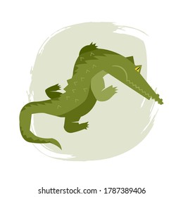 Alligator or crocodile on light background Hand drawn vector eps 10 illustration with brush decorative element